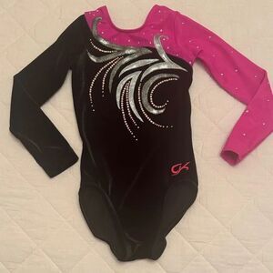 GK Black and Pink Leotard with Silver Detailing